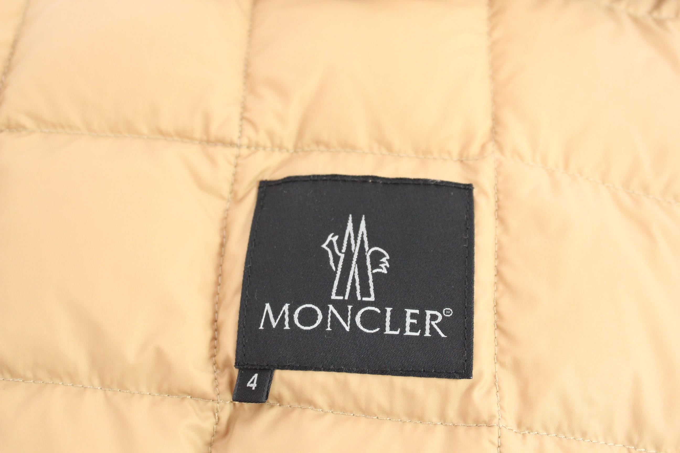 Moncler Beige Cotton Classic Long Waterprof Coat Down Padding Trench  For Sale 4