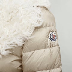 MONCLER beige dyed sheep shearling lamb leather goose down jacket 14Y XS