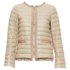 MONCLER piel de cordero beige plumón de ganso ligero  puffer acolchado Sz1