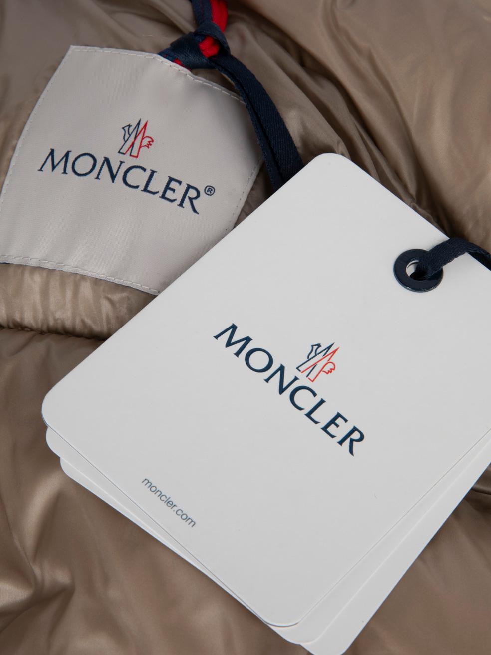 Moncler Beige Paranas Metallic Hooded Down Coat Size S For Sale 1