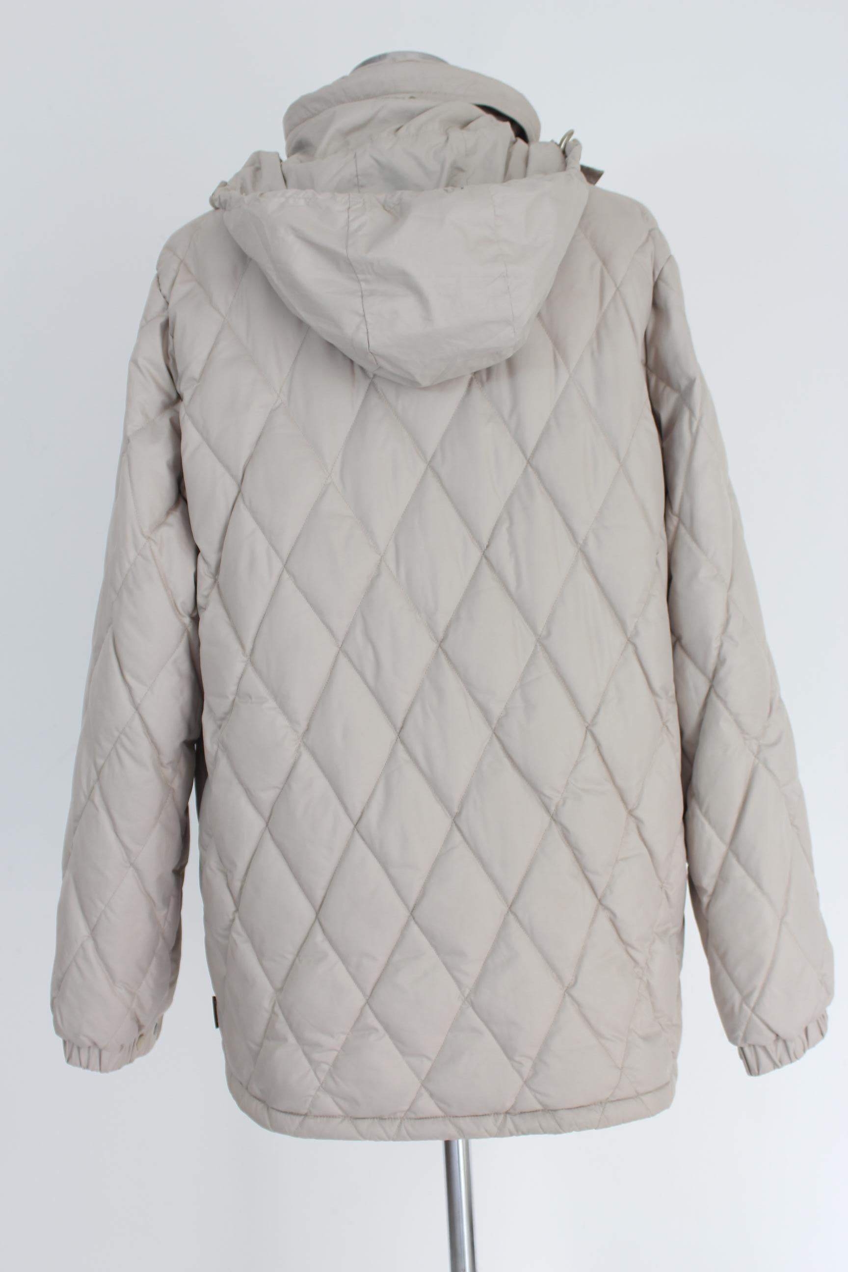 Moncler Beige Quilted Puffer Men's Down Coat Jacket 2000s Long In Excellent Condition In Brindisi, Bt