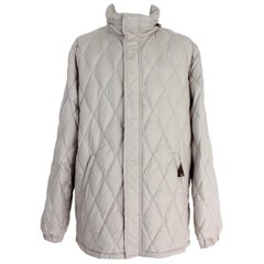 Moncler Beige Quilted Puffer Men's Down Coat Jacket 2000s Long