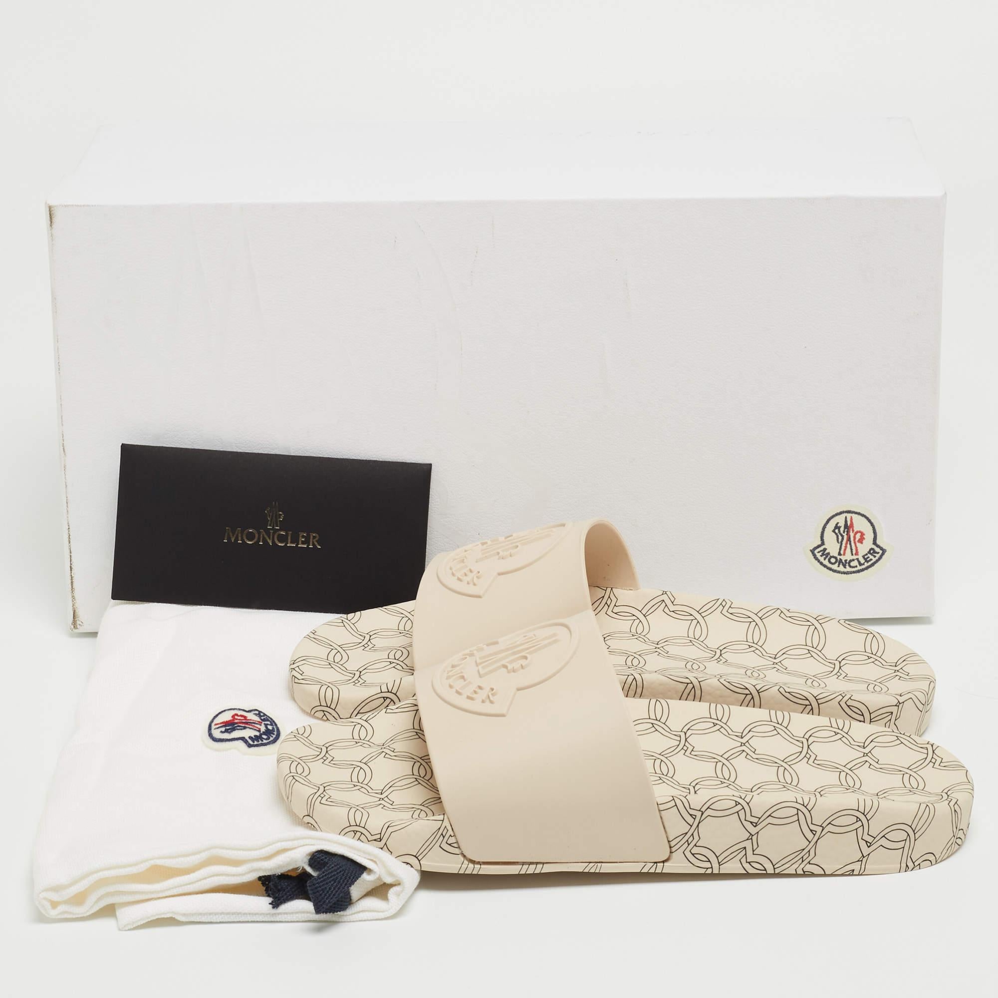 Moncler Beige Rubber Jeanne Flat Slides Size 37 4