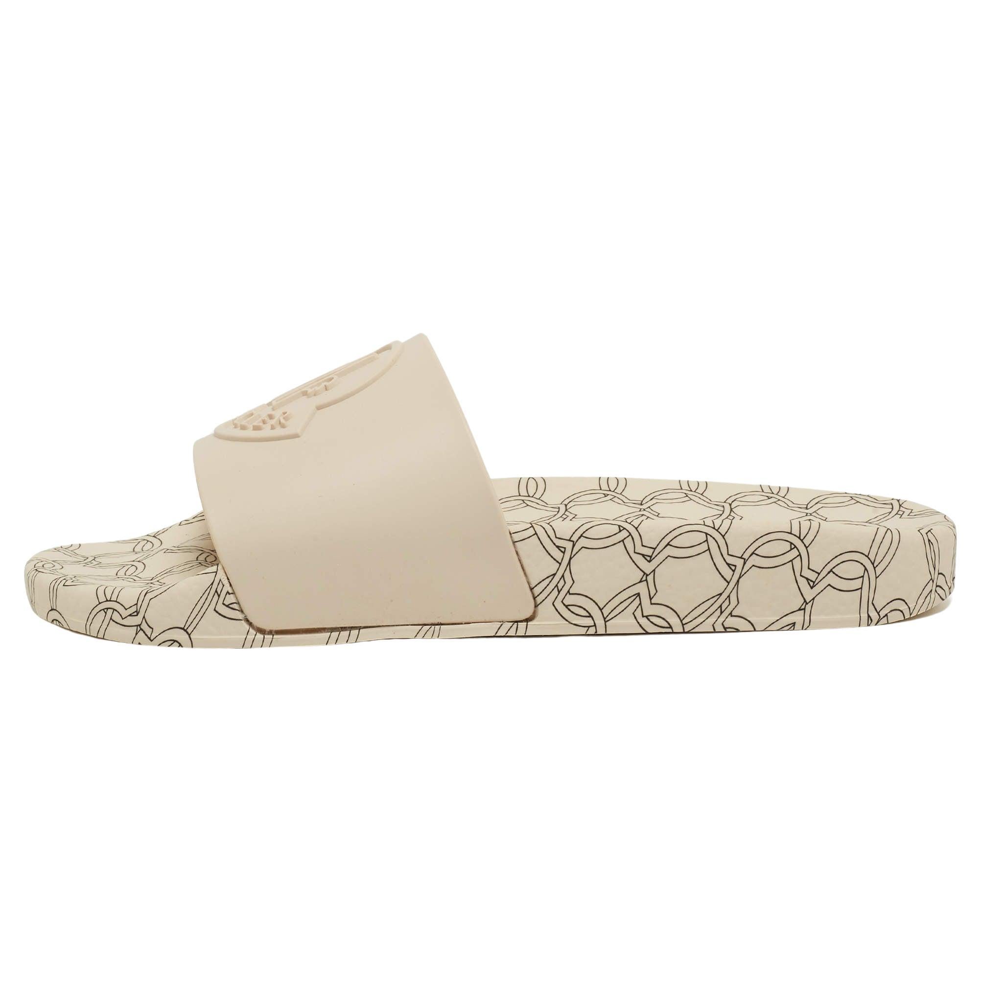 Moncler Beige Rubber Jeanne Flat Slides Size 37