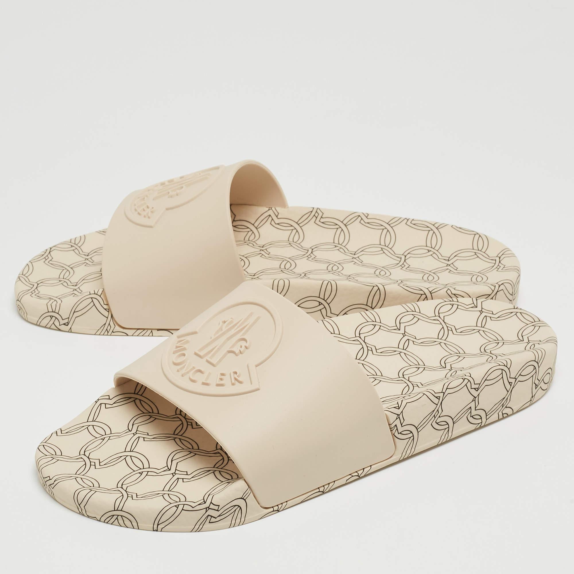 Moncler Beige Rubber Jeanne Flat Slides Size 38 3