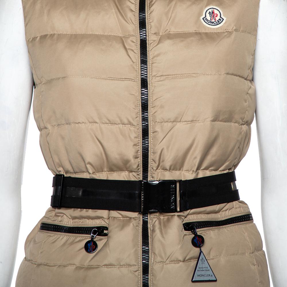 Moncler Beige Synthetic Padded Gaelle Vest XS In Good Condition In Dubai, Al Qouz 2