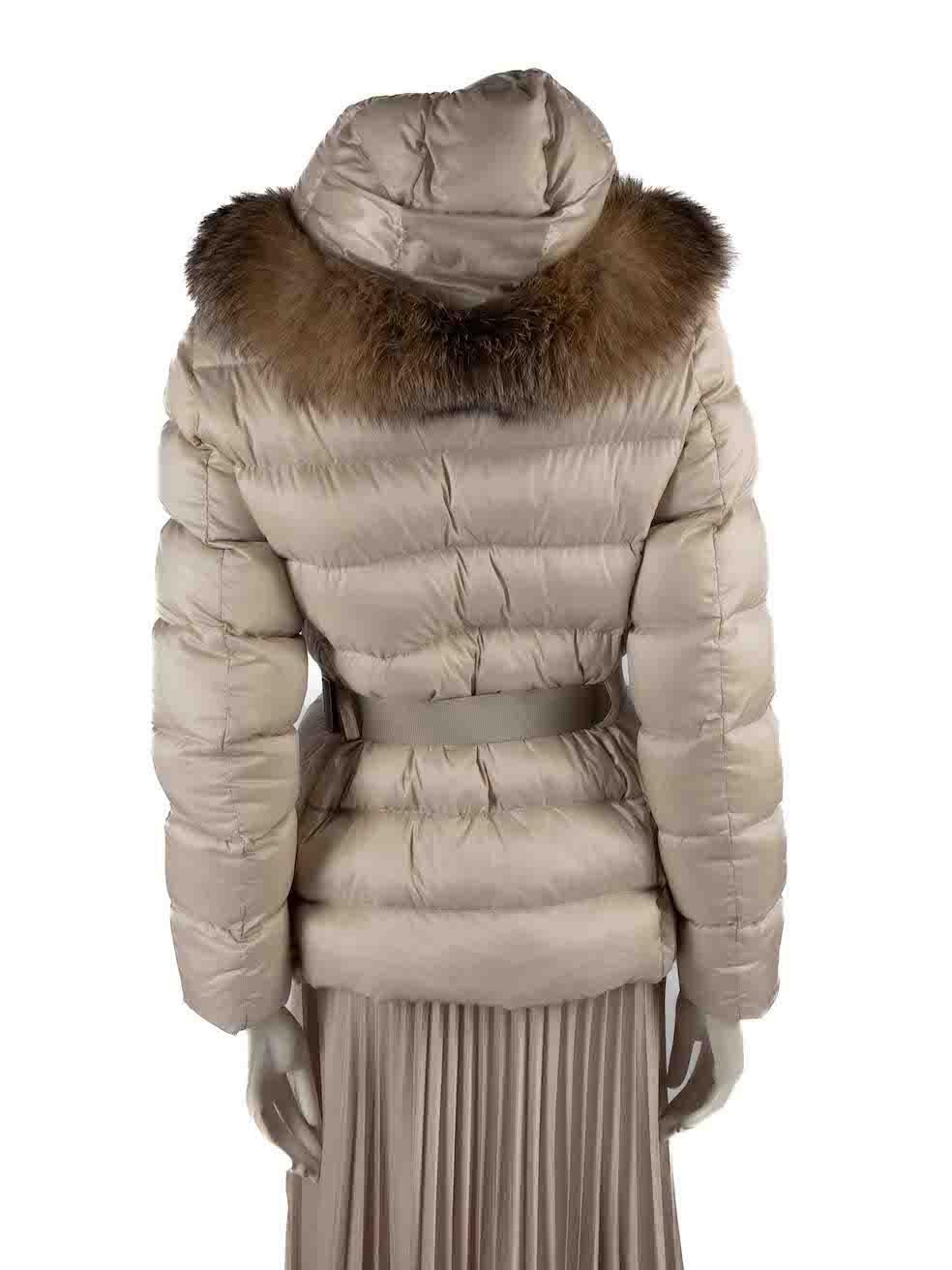 Moncler Beige Tatie Cupidone Short Down Jacket Size L In Good Condition For Sale In London, GB