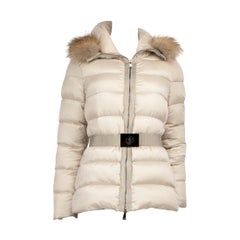 Moncler Beige Tatie Cupidone Short Down Jacket Size L