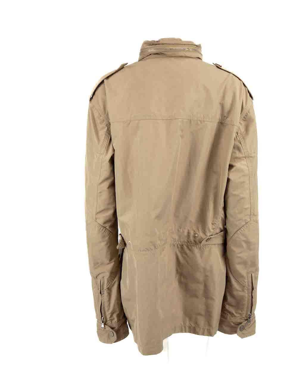 Moncler Beige Utility Jacket with Collapsible Hood Size IT52 In Good Condition For Sale In London, GB