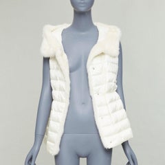MONCLER Beurre Gilet cream fur trim goose down puffer vest Sz1