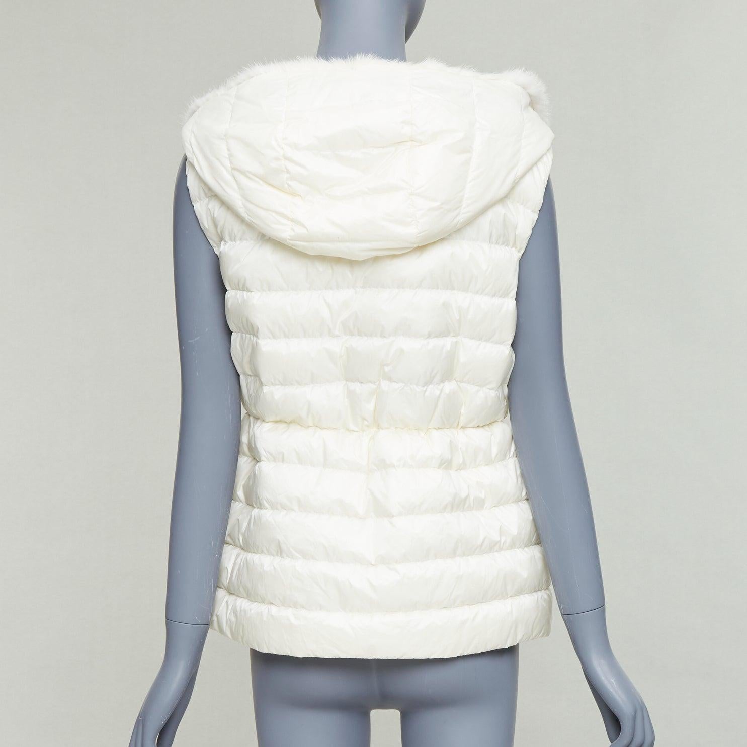 Women's MONCLER Beurre Gilet cream fur trim goose down puffer vest Sz1 For Sale