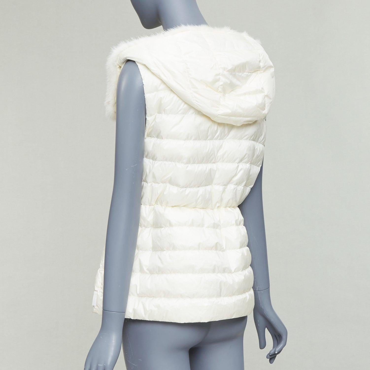 MONCLER Beurre Gilet cream fur trim goose down puffer vest Sz1 For Sale 1