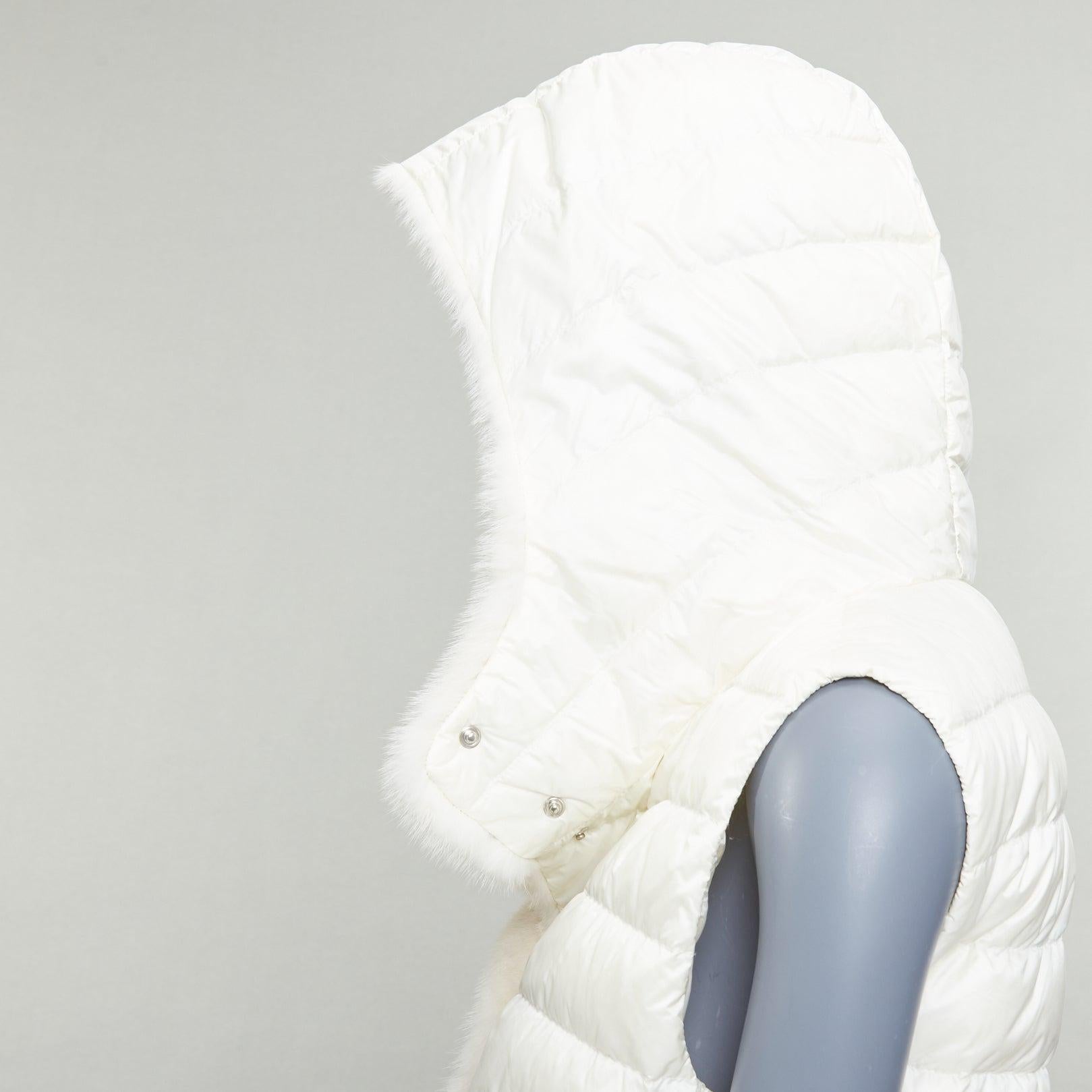 MONCLER Beurre Gilet cream fur trim goose down puffer vest Sz1 For Sale 2