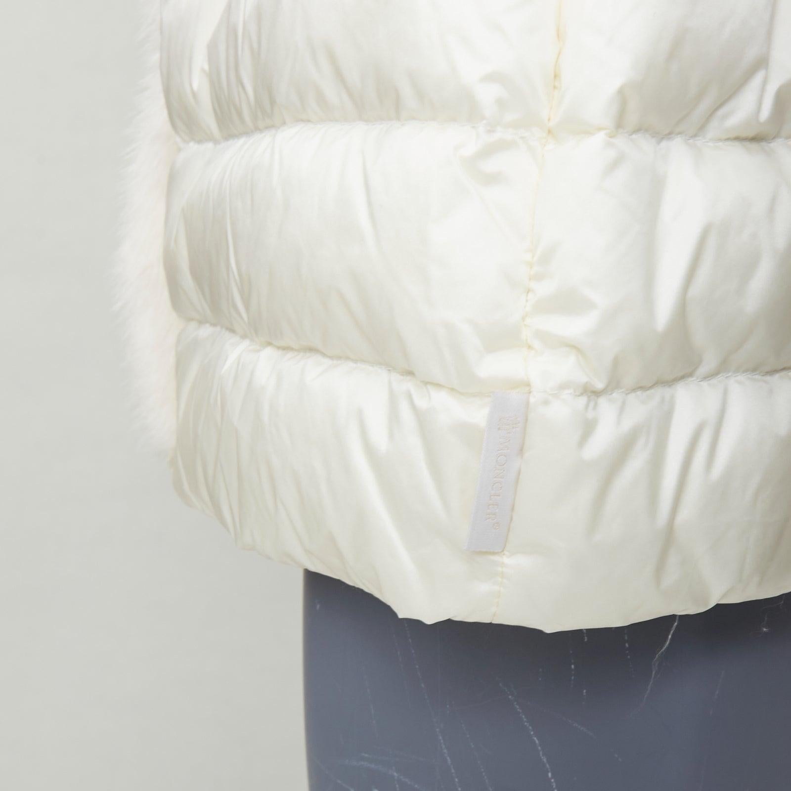 MONCLER Beurre Gilet cream fur trim goose down puffer vest Sz1 For Sale 3