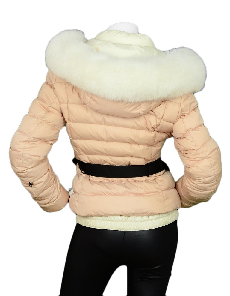 Moncler Beverly Giubbutto Pink Jacket w/ Removable Fur Lined Hood sz 1 / S  For Sale at 1stDibs