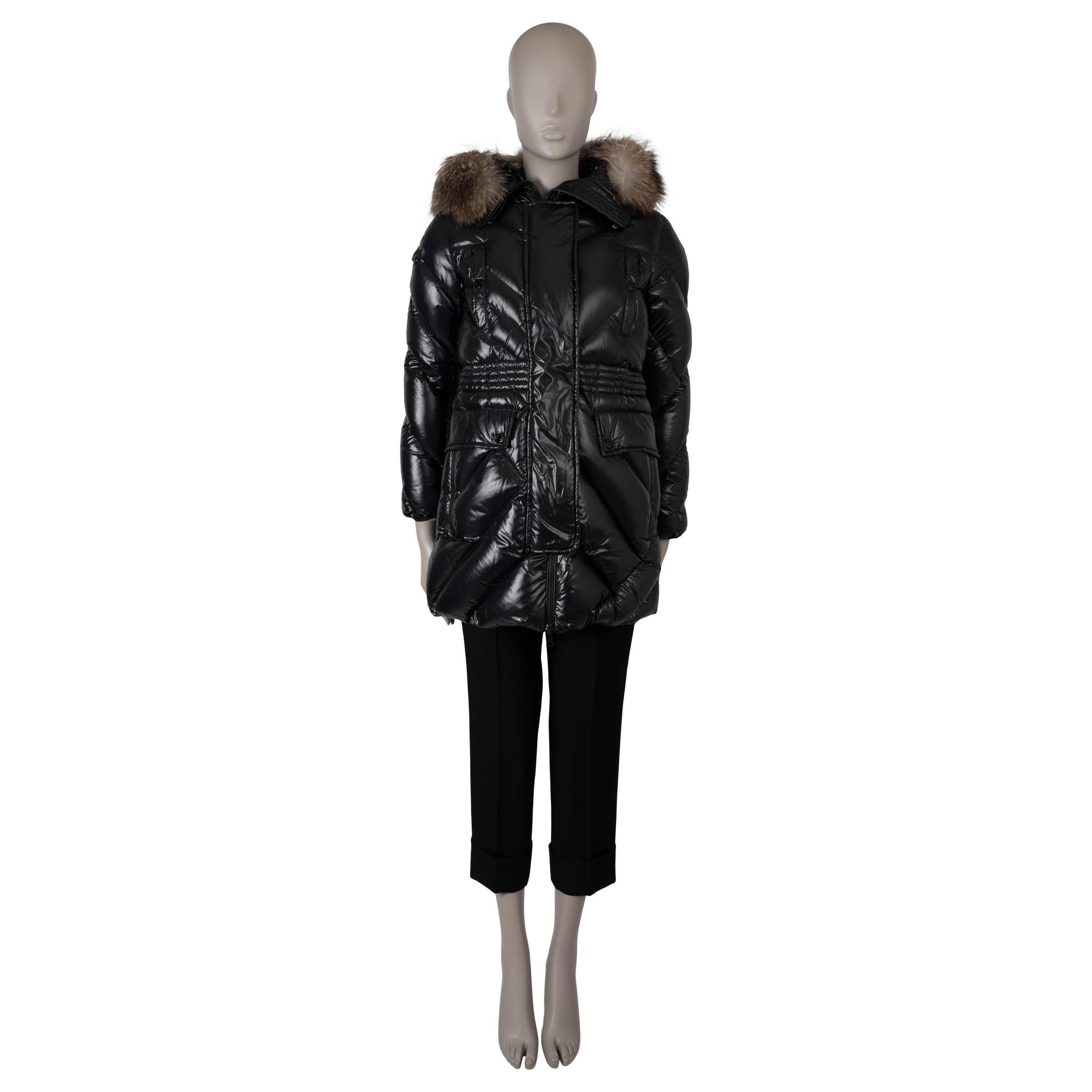 Donna Moncler nero 2020 DINARD FUR TRIM DOWN PUFFER PARKA Giacca 0 XS in vendita