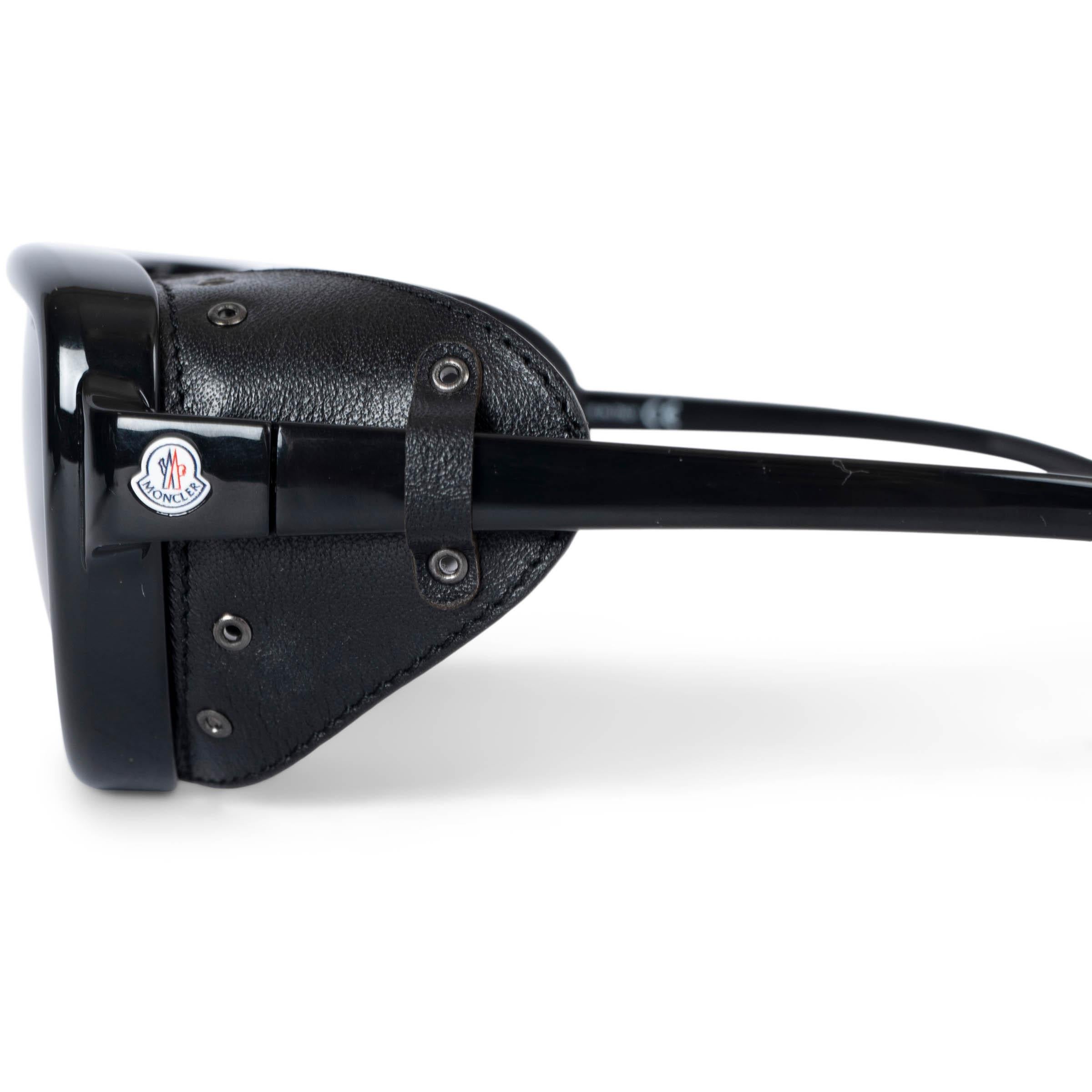 Black MONCLER black acetate BLINKER AVIATOR Sunglasses ML0089 For Sale