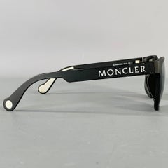 MONCLER Lunettes de soleil carrées miroirs en acétate noir