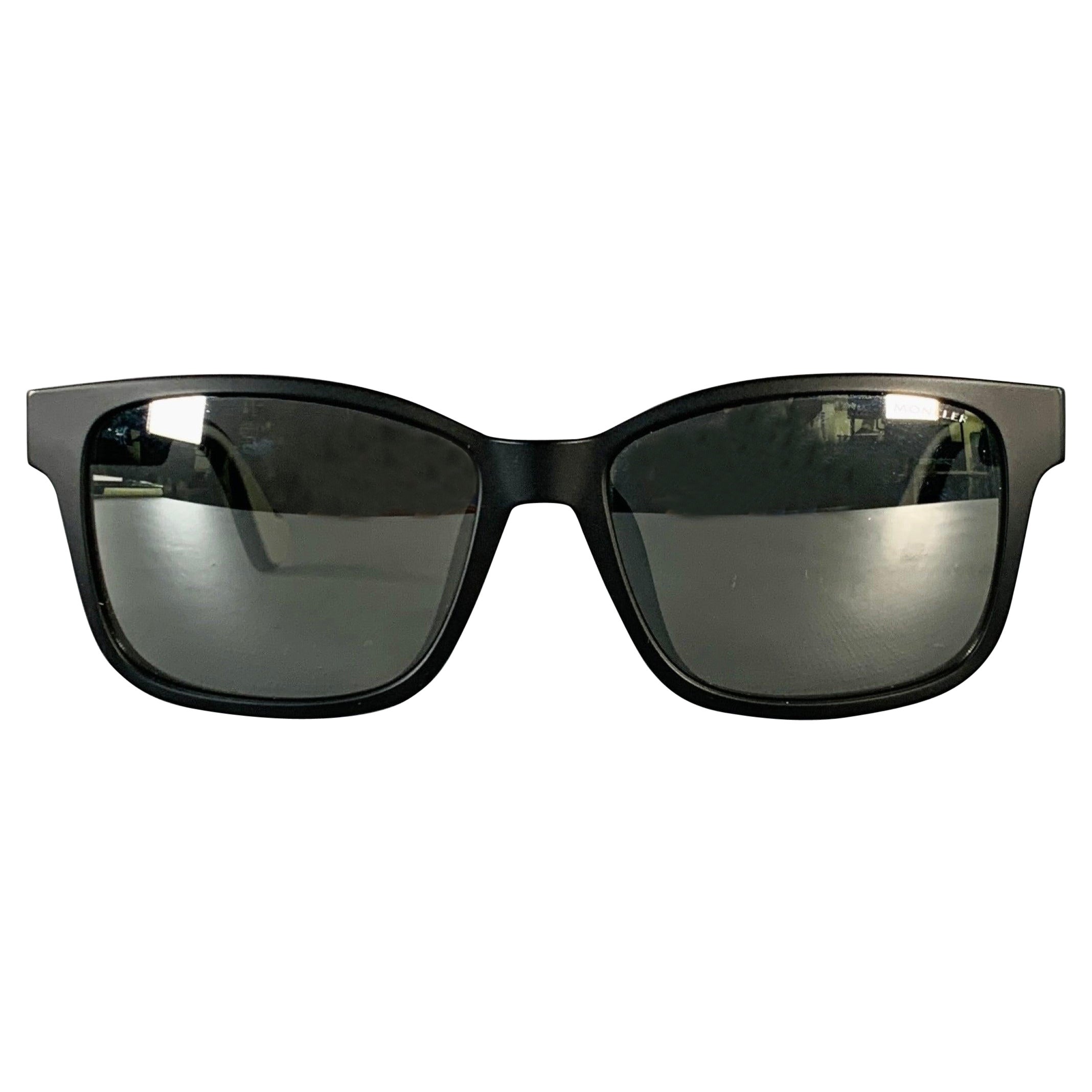 MONCLER Black Acetate Square Mirrored Sunglasses