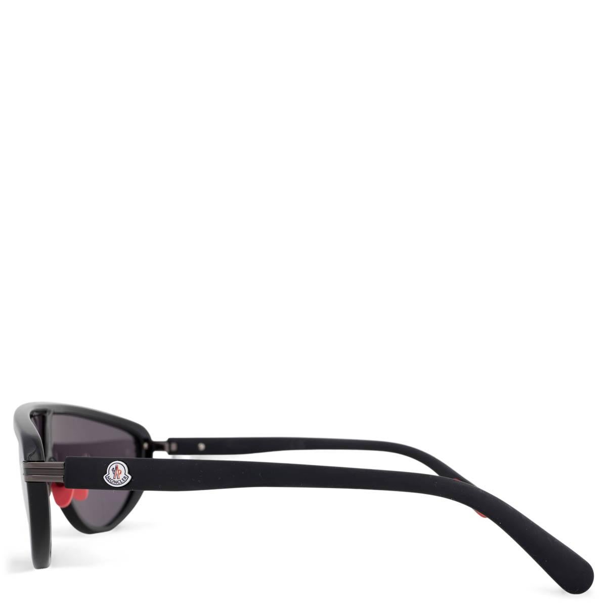 Black MONCLER black acetate VITESSE Shield Sunglasses ML 0239 01A 136 140-3 For Sale