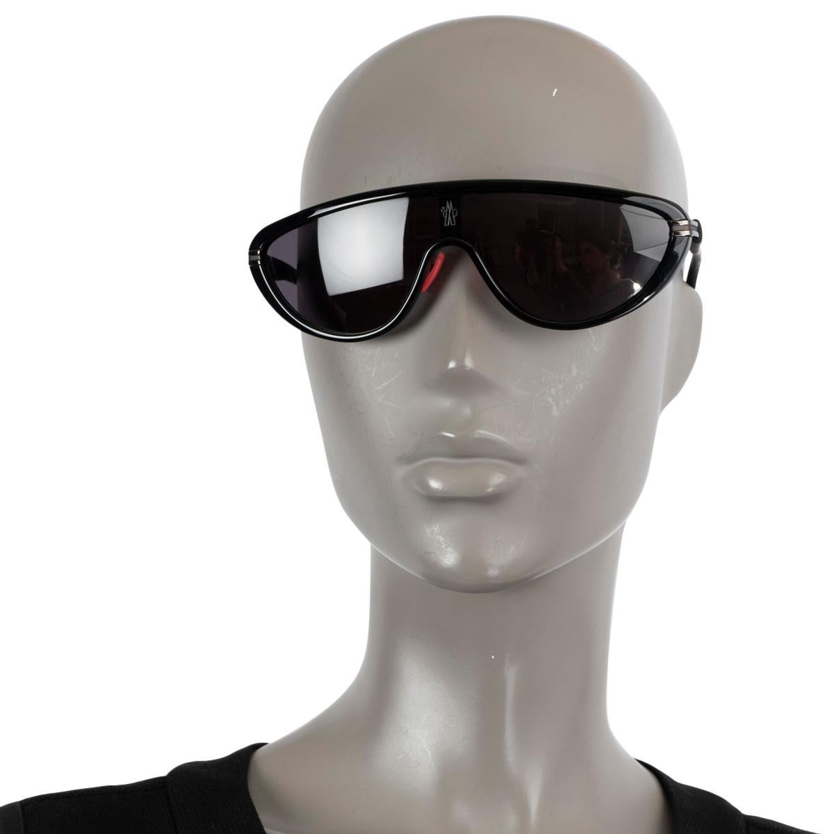 MONCLER black acetate VITESSE Shield Sunglasses ML 0239 01A 136 140-3 For Sale 1
