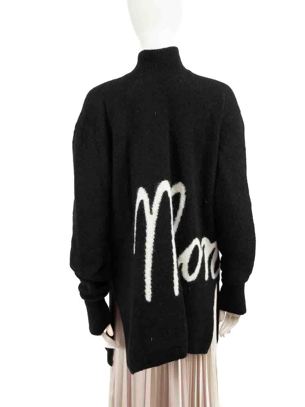Moncler Black Alpaca Knit Turtleneck Logo Jumper Size XL In Good Condition For Sale In London, GB