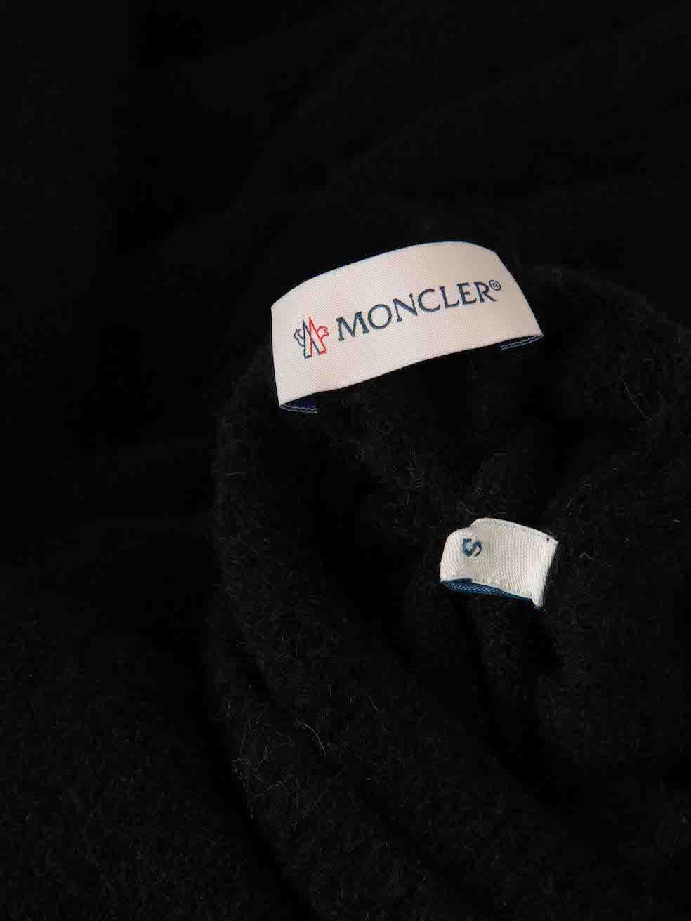 Moncler Black Alpaca Knit Turtleneck Logo Jumper Size XL For Sale 1