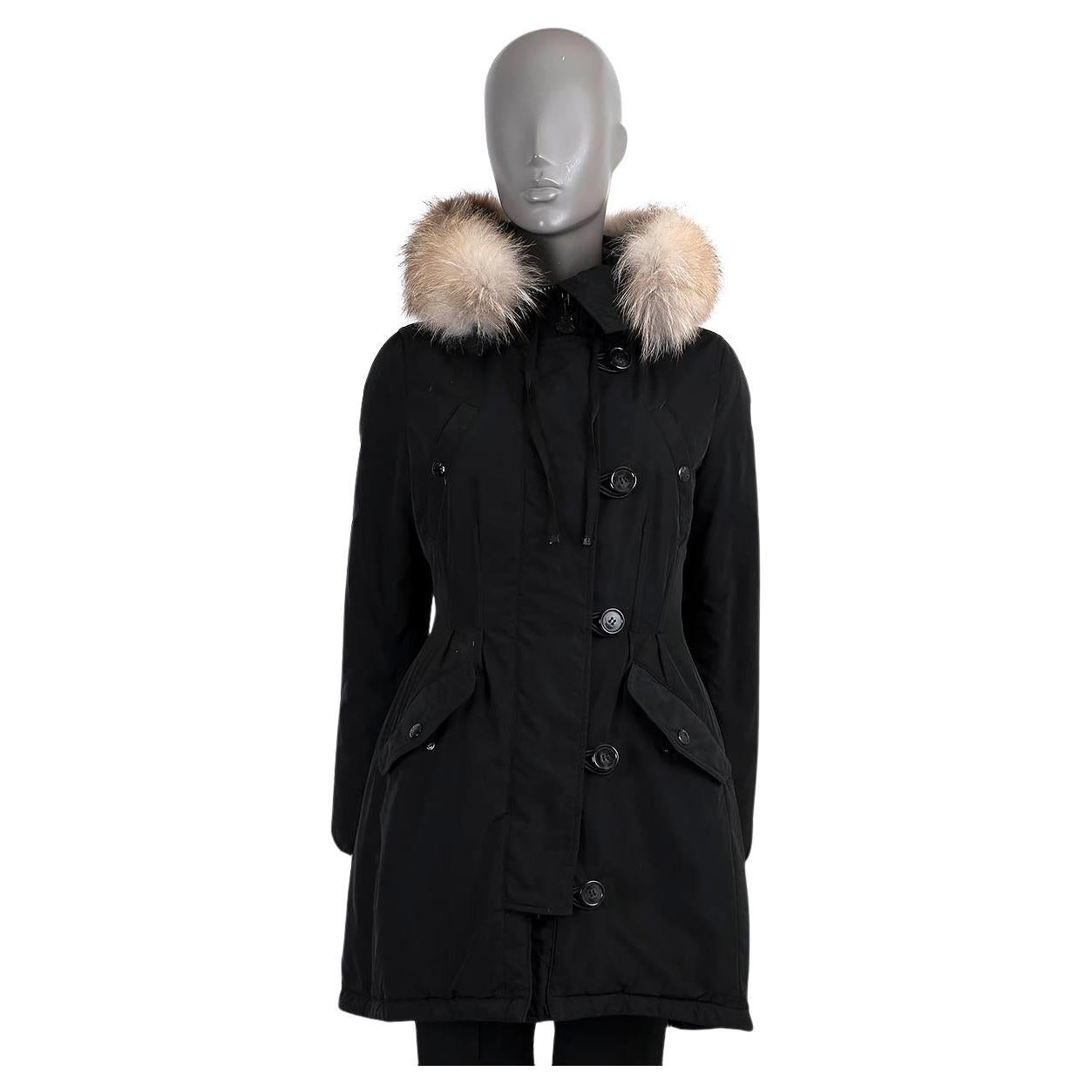 MONCLER black AREDHEL FUR TRIM DOWN PARKA Coat Jacket 2 M For Sale