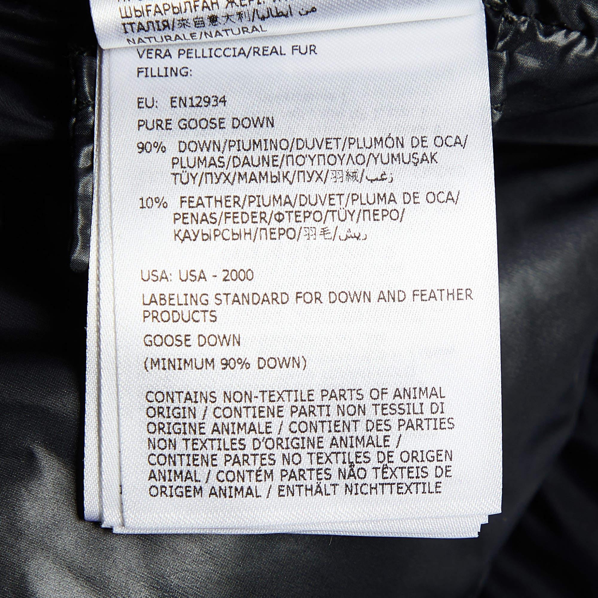 Women's Moncler Black Coated Nylon Fur Trim Hanau Short Down Jacket XS For Sale