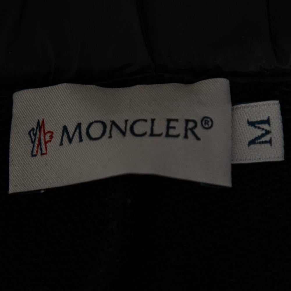Moncler Black Cotton Floral Applique Shorts M 1
