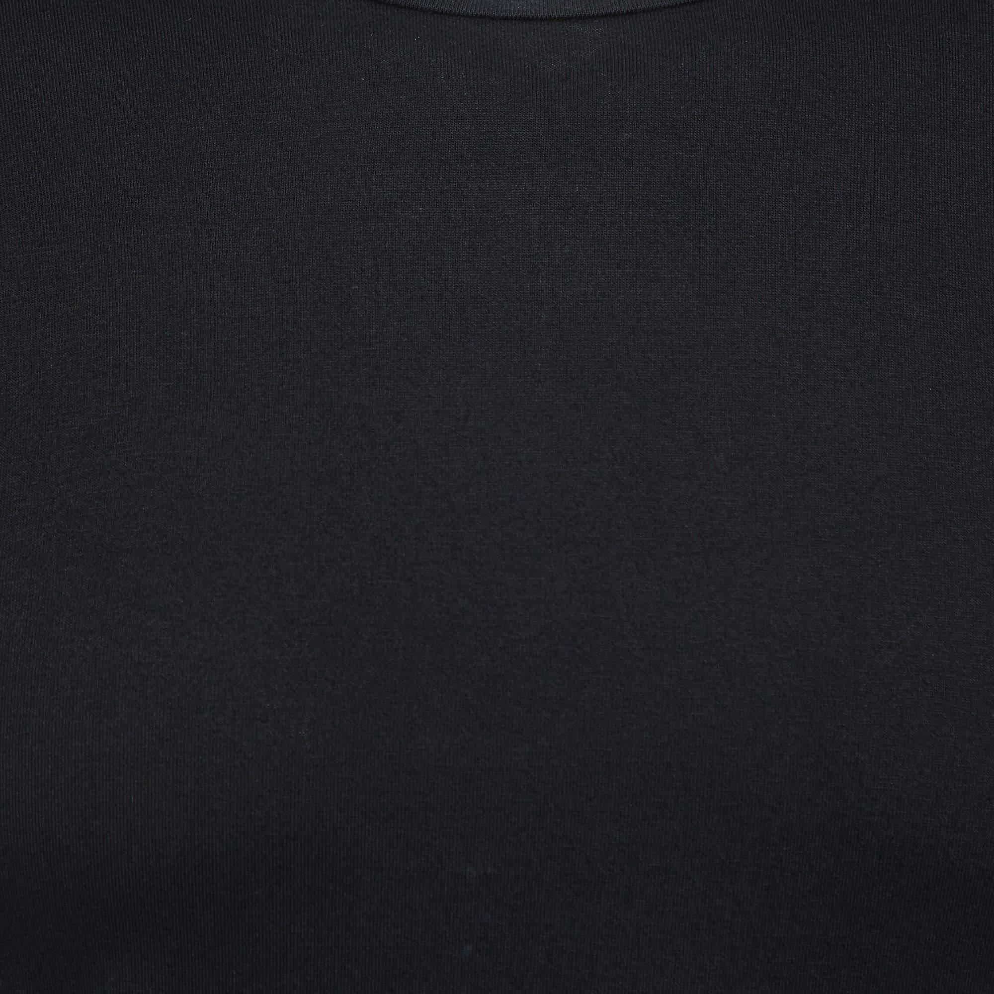 Moncler Black Cotton Short Sleeve T-Shirt M For Sale 1