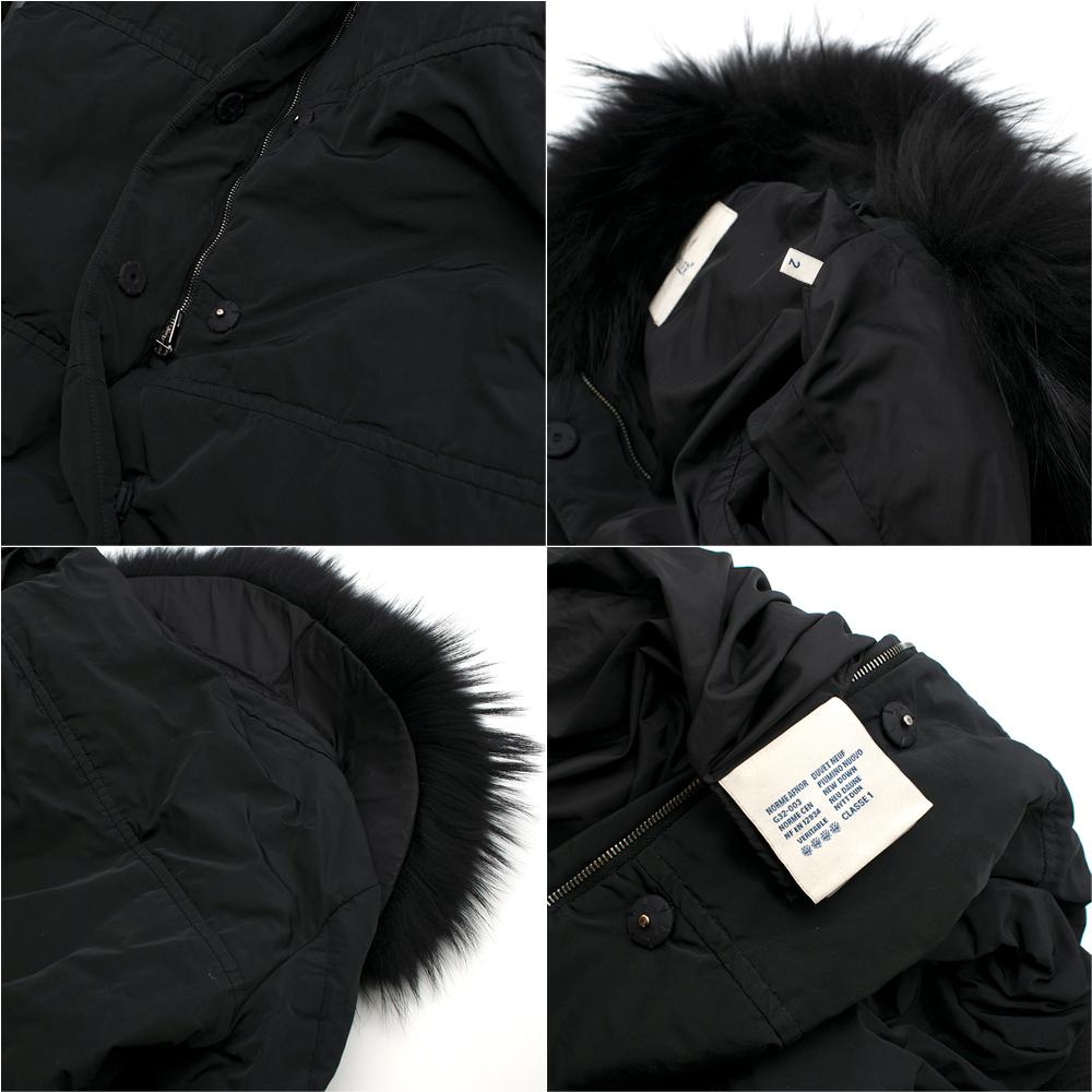 Women's or Men's Moncler Black Down Coat with Fur Collar - Size M  For Sale