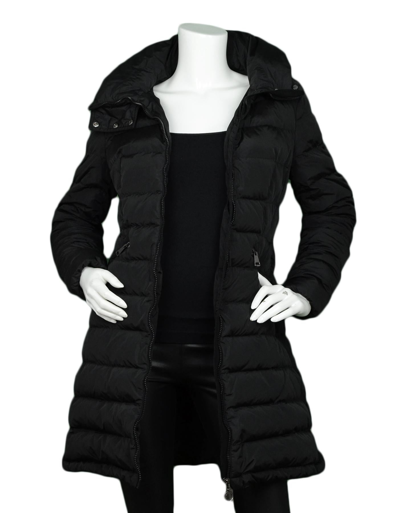 moncler black down flammette coat