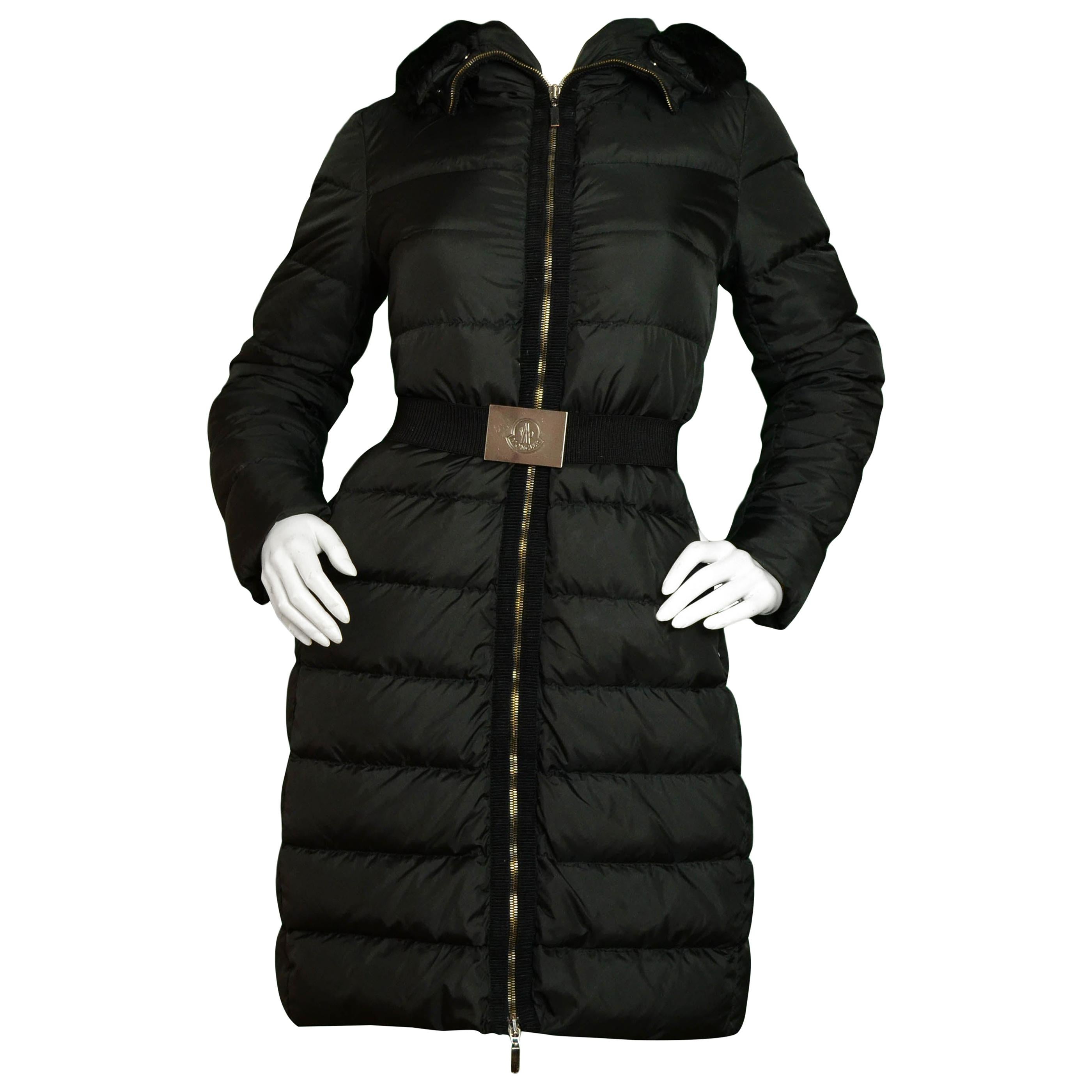 Moncler Black Fabrefur Hooded Down Coat w/ Detachable Fur sz 1/S rt. $1, 775