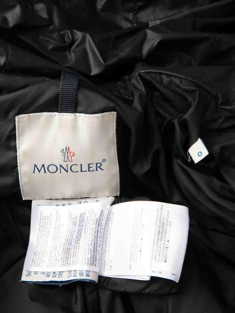Moncler Black Fur Trim Belted Puffer Coat Size XS For Sale 3