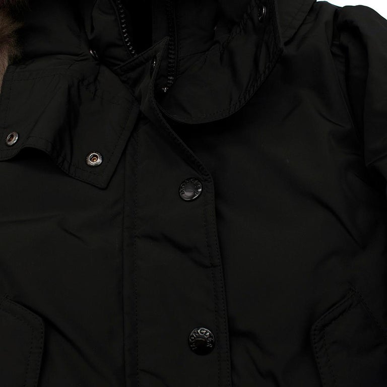 Moncler Black Fur Trimmed Hooded Down Jacket - 8 Years Old at 1stDibs