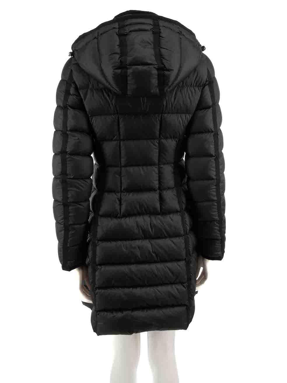 Moncler Black Hermine Hooded Puffer Coat Size S In Good Condition For Sale In London, GB
