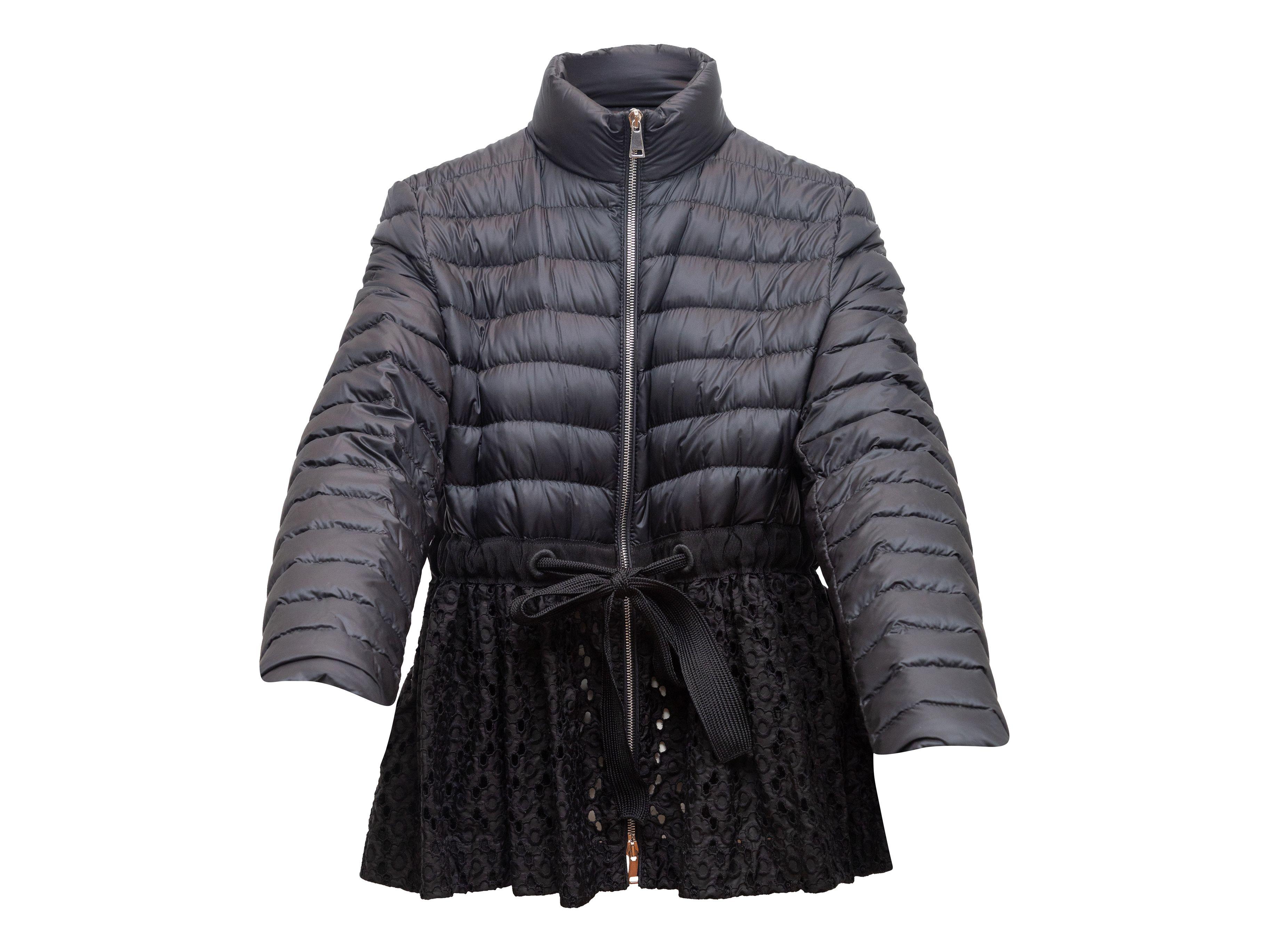 Women's Moncler Black Lace-Trimmed Puffer Jacket