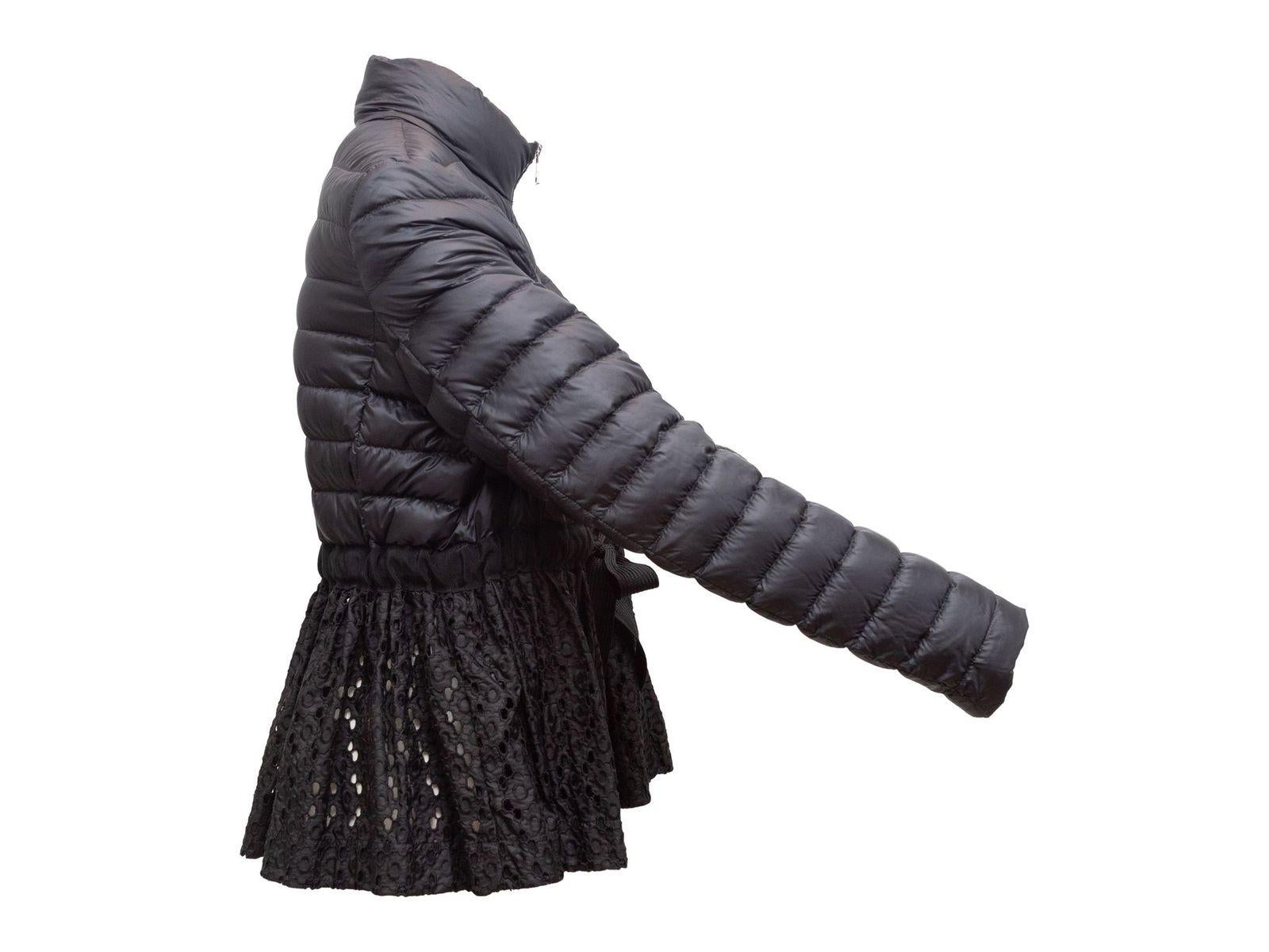 Moncler Black Lace-Trimmed Puffer Jacket 1