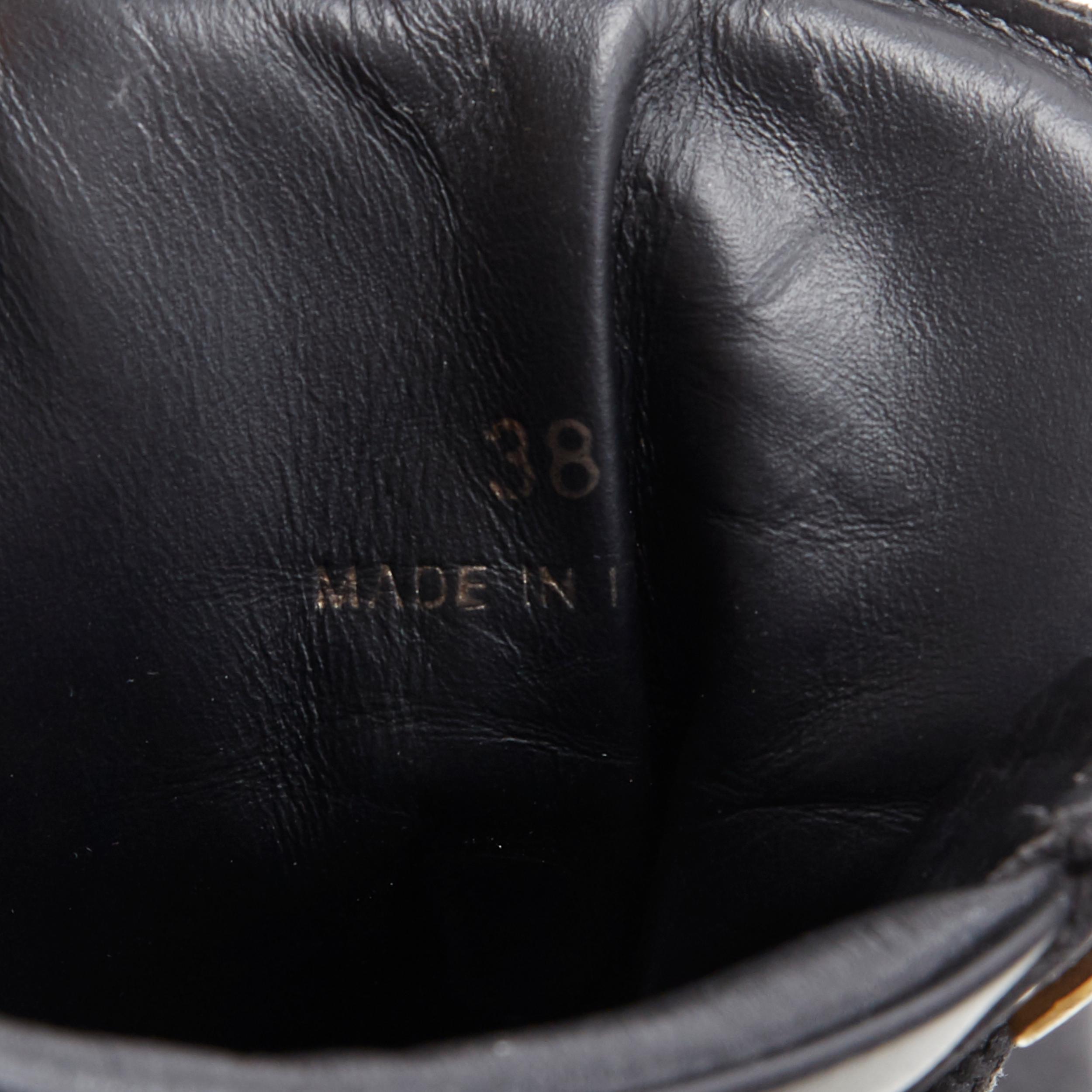 MONCLER black leather concealed high heel wedge paltform hiking ankle boot EU38 3
