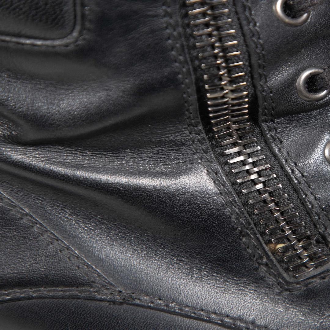 Moncler Black Leather Mid Heel Combat Boots Size IT 39 1