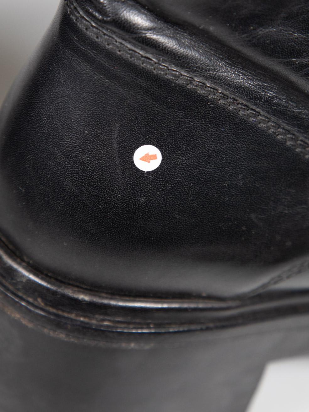 Moncler Black Leather Mid Heel Combat Boots Size IT 39 5