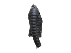 Moncler Black Leather & Puffer Moto Jacket