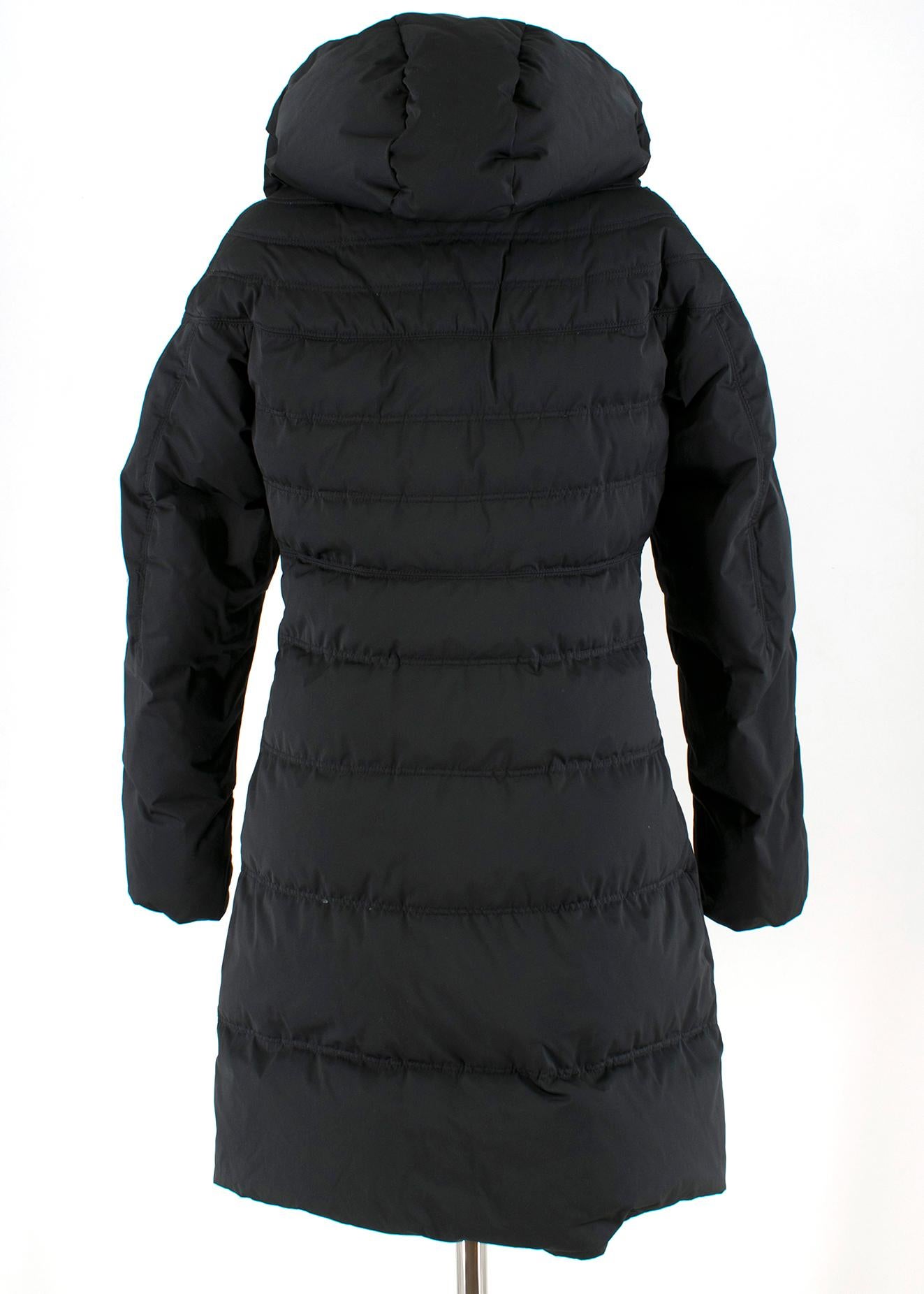Moncler Black Long Down Filled Hooded Jacket 1 In Good Condition In London, GB