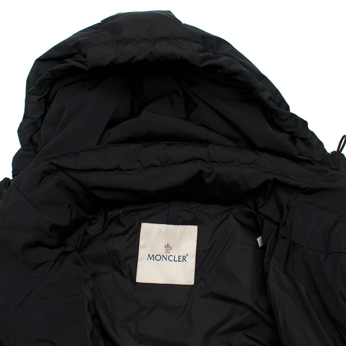 Women's Moncler Black Long Down Filled Hooded Jacket 1