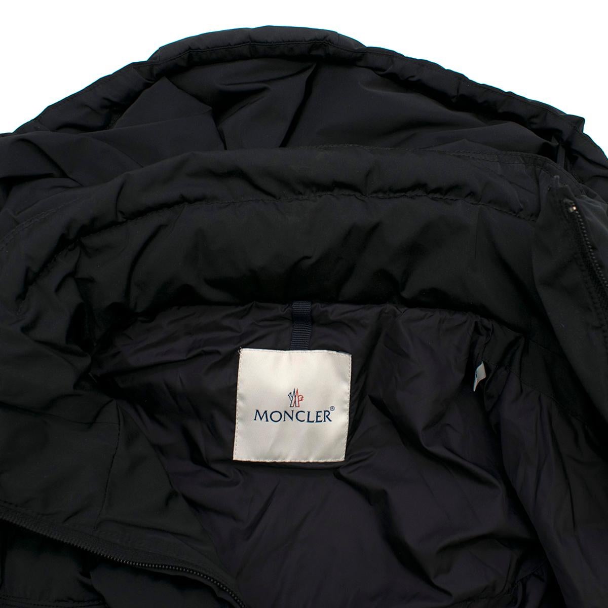 Moncler Black Long Down Filled Hooded Jacket 1 3