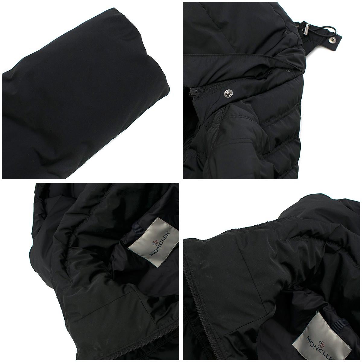 Moncler Black Long Down Filled Hooded Jacket 1 4