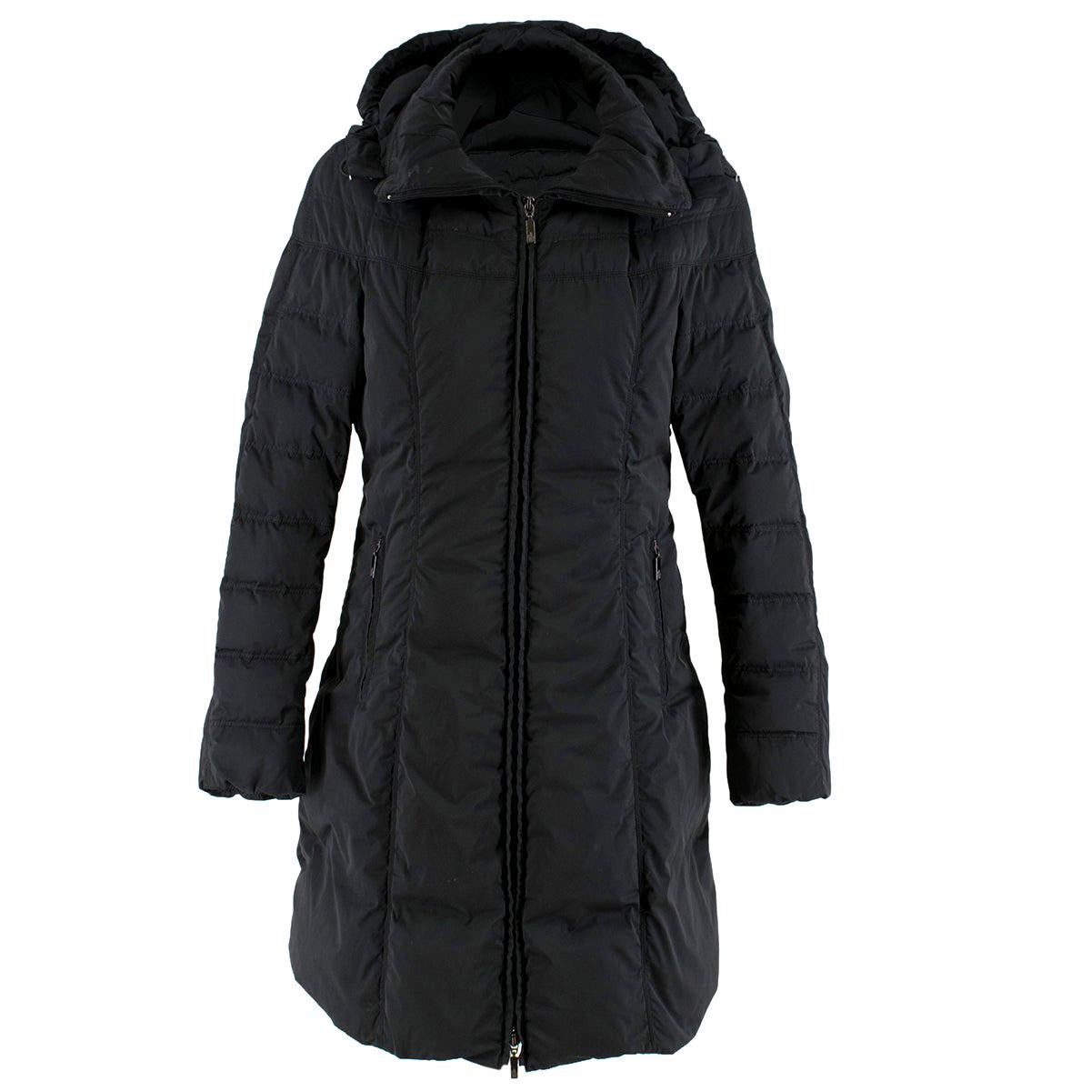 Moncler Black Long Down Filled Hooded Jacket 1