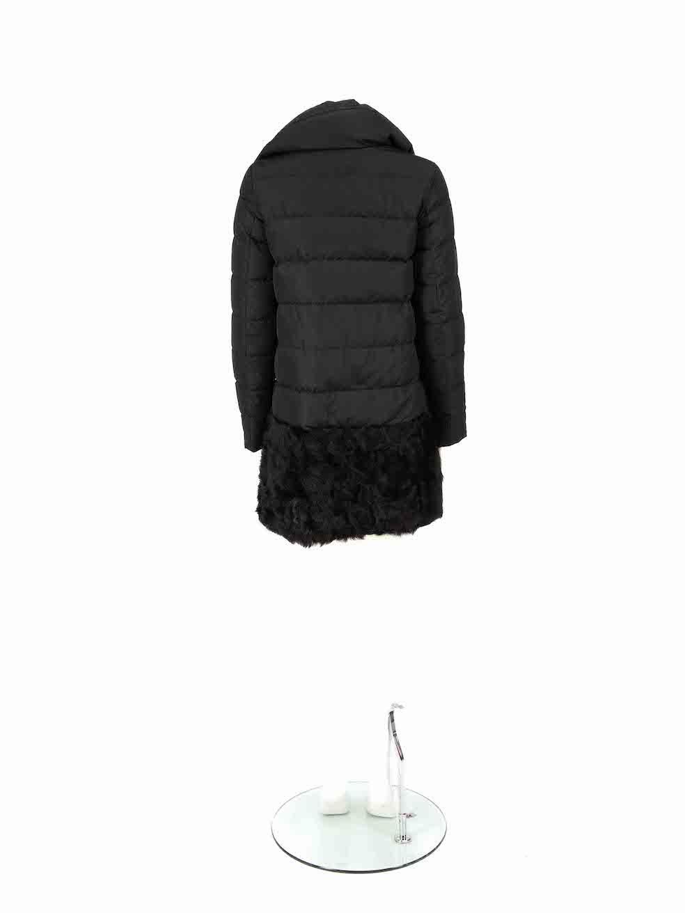Moncler Black Long Line Fur Hem Puffer Coat Size XS In Good Condition For Sale In London, GB