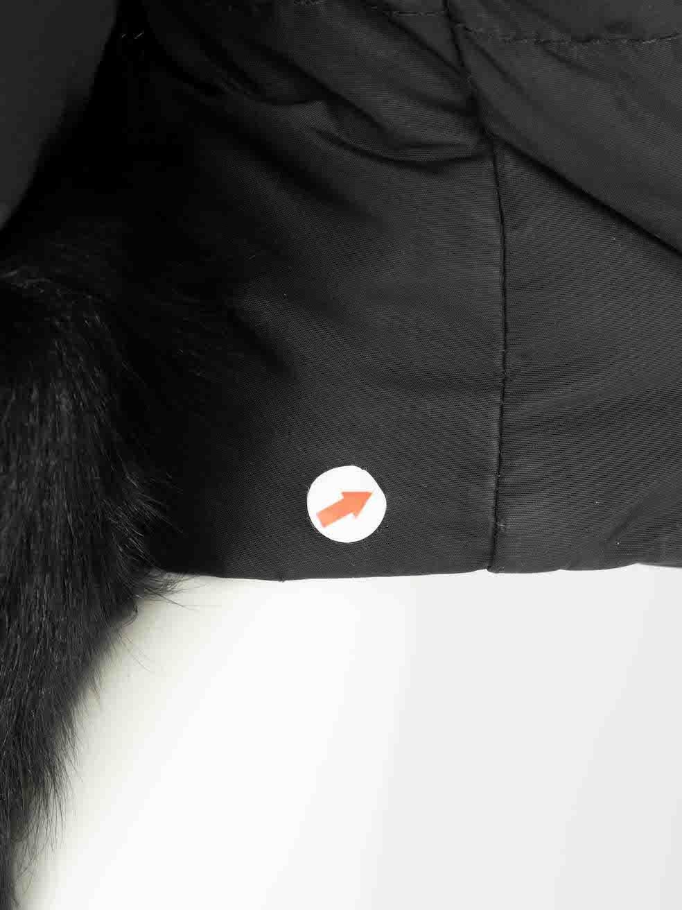Women's Moncler Black Long Line Fur Hem Puffer Coat Size XS For Sale